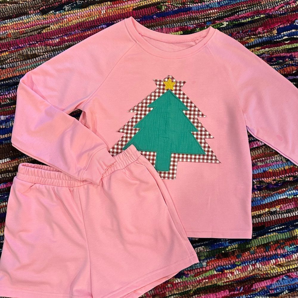 Pink Patchwork Christmas Tree Short Set - Picture 2 of 4